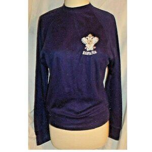 ESPANA long-sleeve jersey-knit navy sweater Sz M